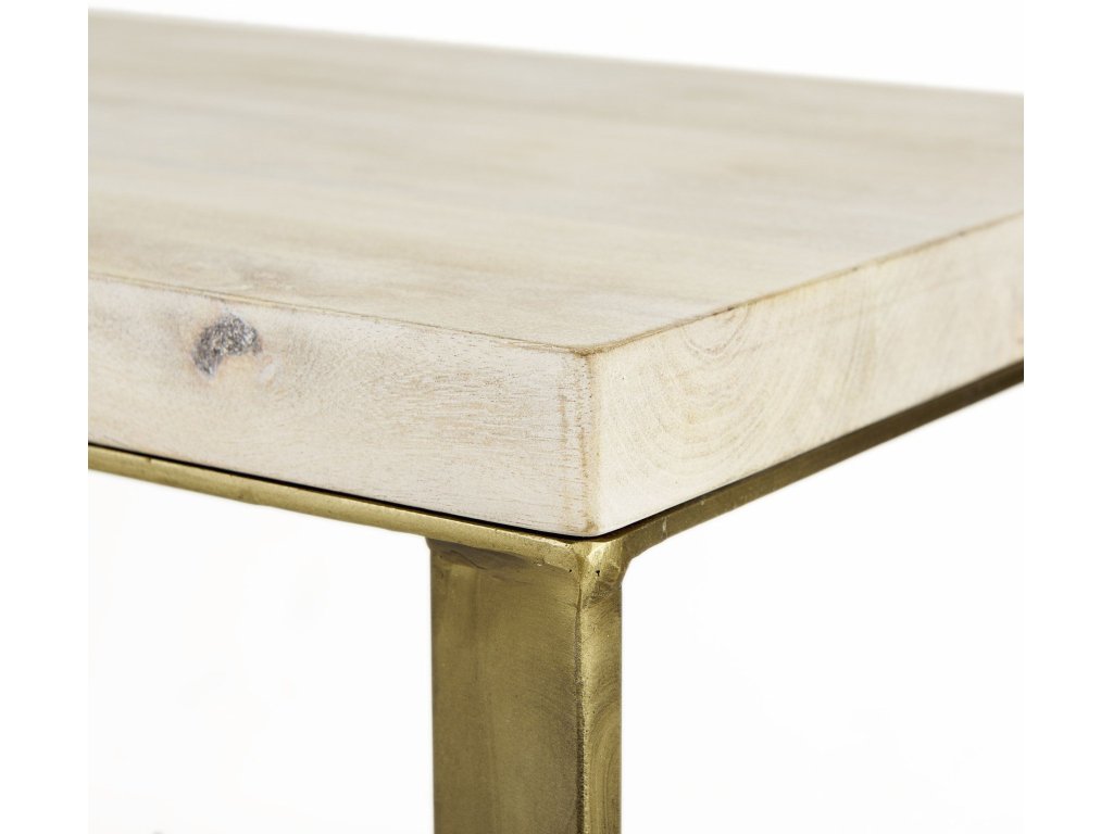50L x 15W x 30H Beige Finished Wood w/Gold Metal Base Console Table - image 6