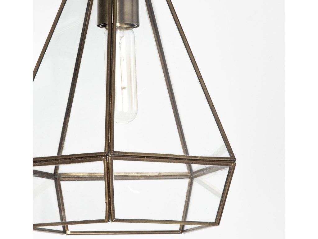 9.5X12.5 Gold Metal and Glass Pyramid Pendant Light - image 6