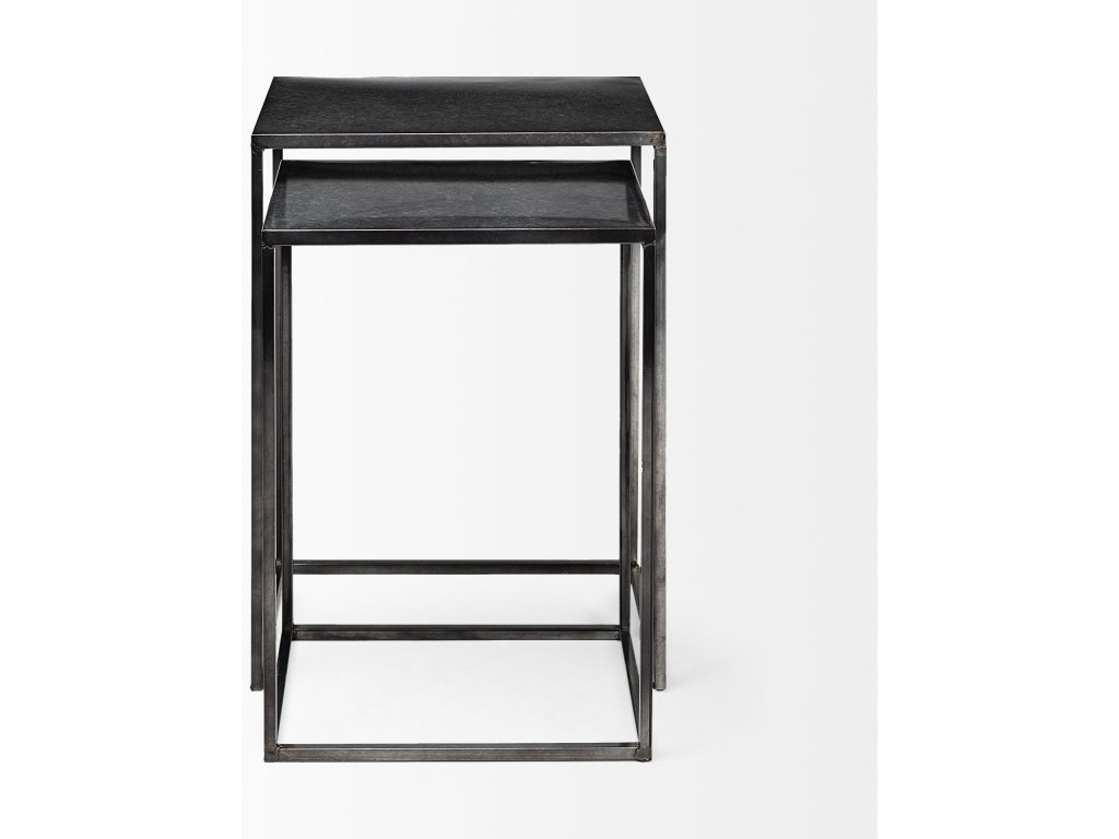 (Set of 2) 17.7L x 12.6W x 24.4H Galvanized Metal Nesting Accent Tables - image 2