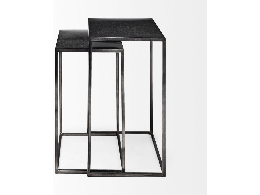 (Set of 2) 17.7L x 12.6W x 24.4H Galvanized Metal Nesting Accent Tables - image 3