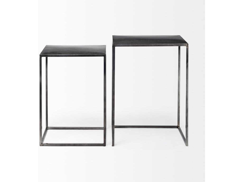 (Set of 2) 17.7L x 12.6W x 24.4H Galvanized Metal Nesting Accent Tables - image 6