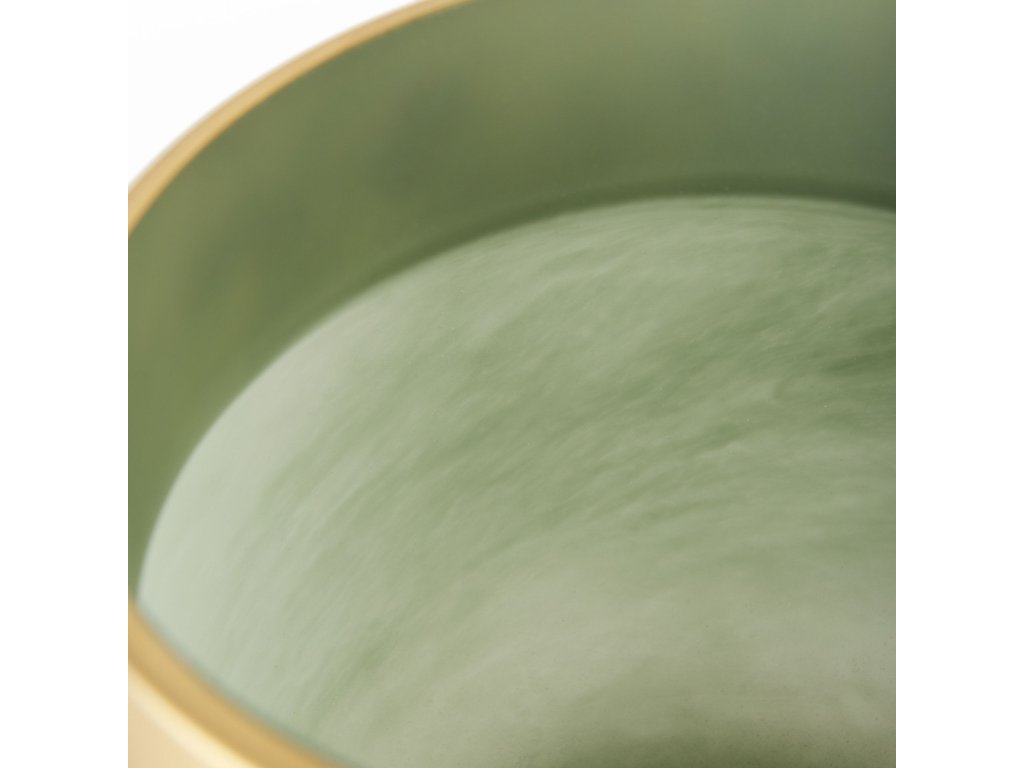 9.9L x 9.9W x 9.6H Green Glass Vase w/Matte Gold Metal Neck Cuff - image 4