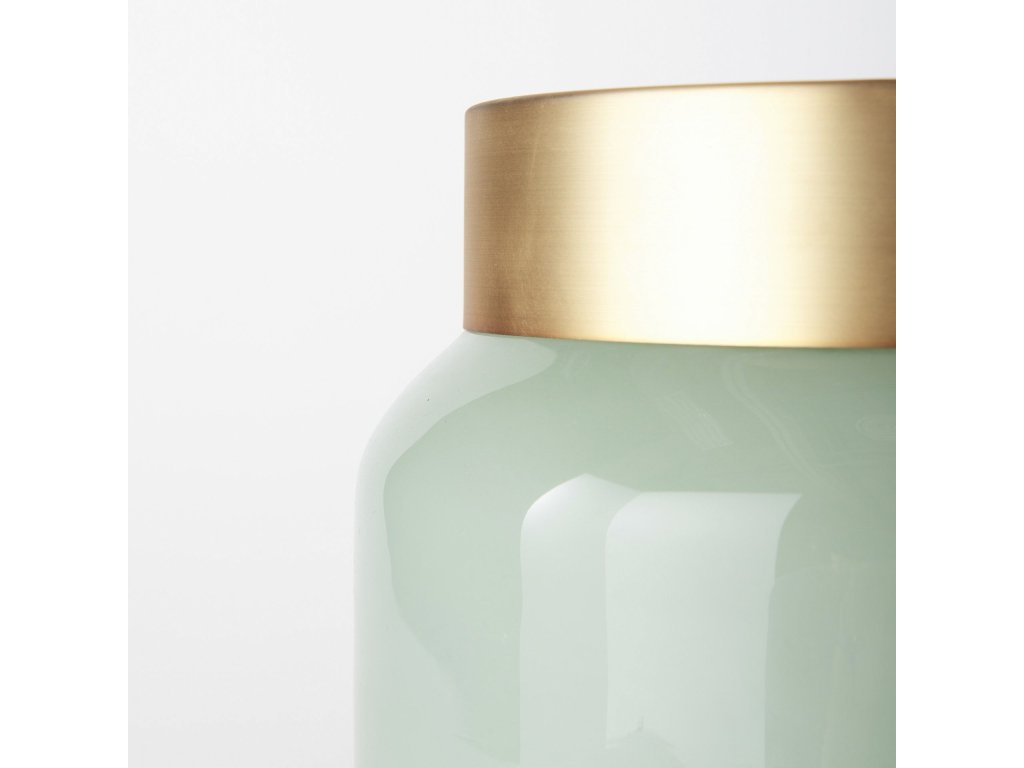 9.9L x 9.9W x 9.6H Green Glass Vase w/Matte Gold Metal Neck Cuff - image 5