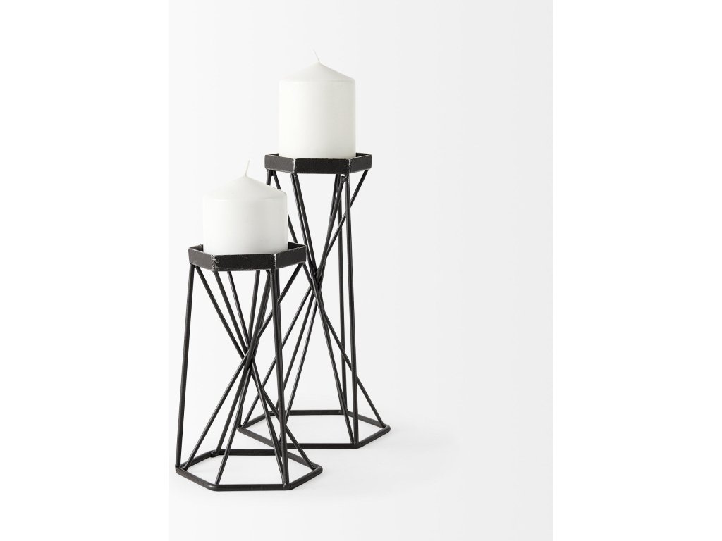 II Large Antiqued Metal Hexagonal Table Candle Holder - image 6