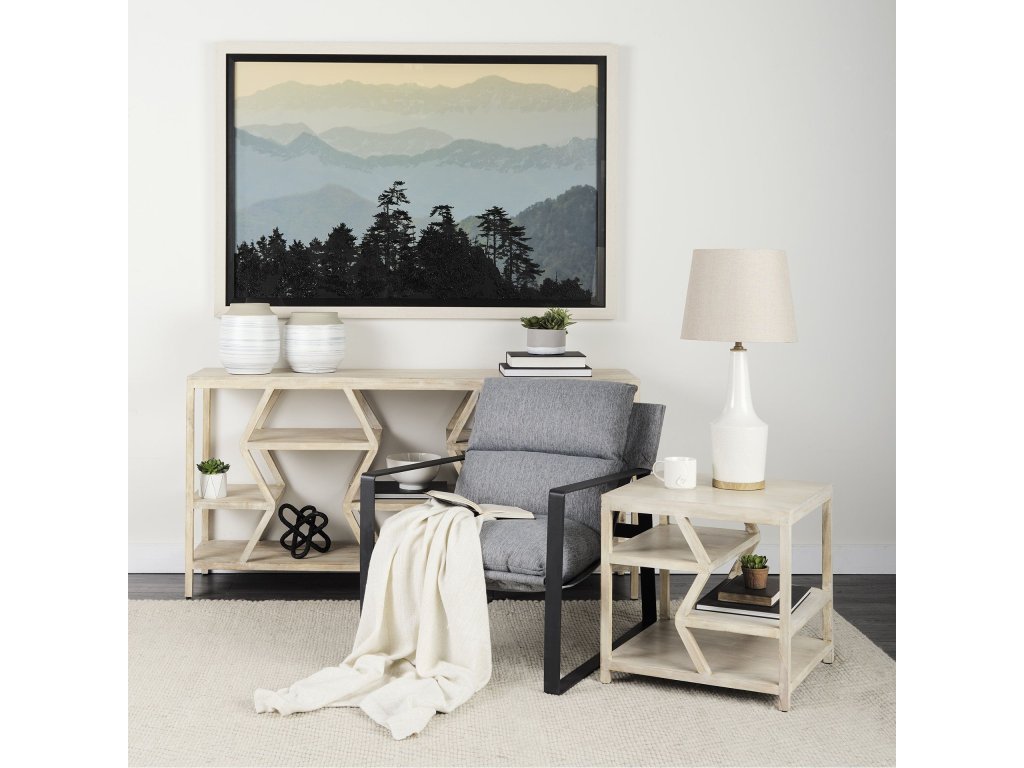 II 66L x 16W Natural Wooden Multi-Level Shelf Console Table - image 1