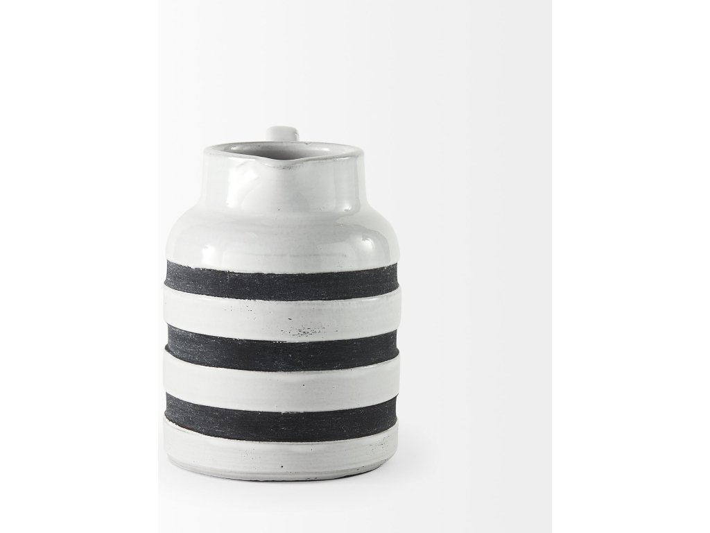 I Small White w/ Charcoal Stripes Ceramic Jug - image 2