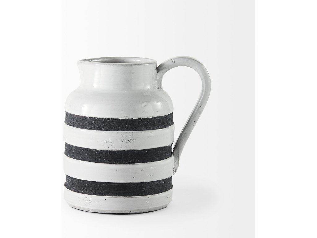 I Small White w/ Charcoal Stripes Ceramic Jug - image 3