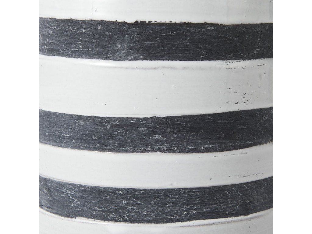 II Large White w/ Charcoal Stripes Ceramic Jug - image 8