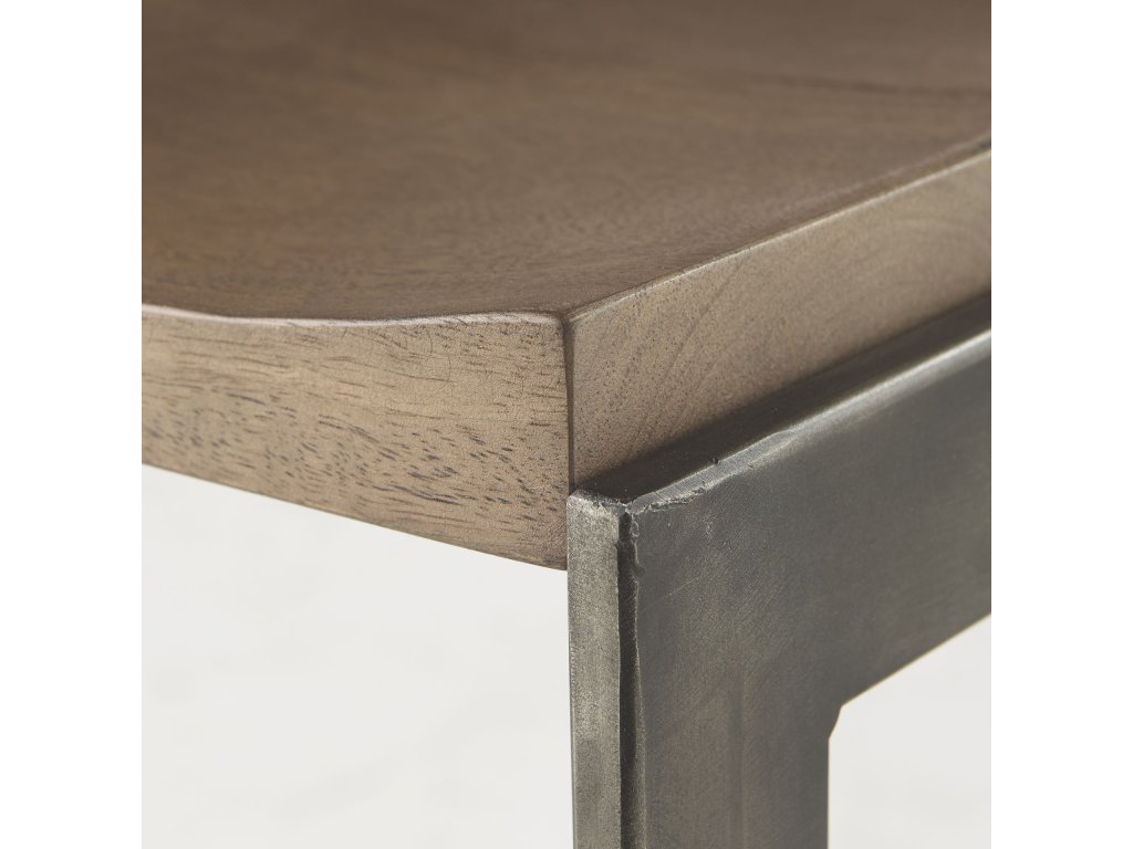 17L x 17W x 26H Medium Brown Wood w/ Antique Nickel Finished Metal Frame Counter Stool - image 6