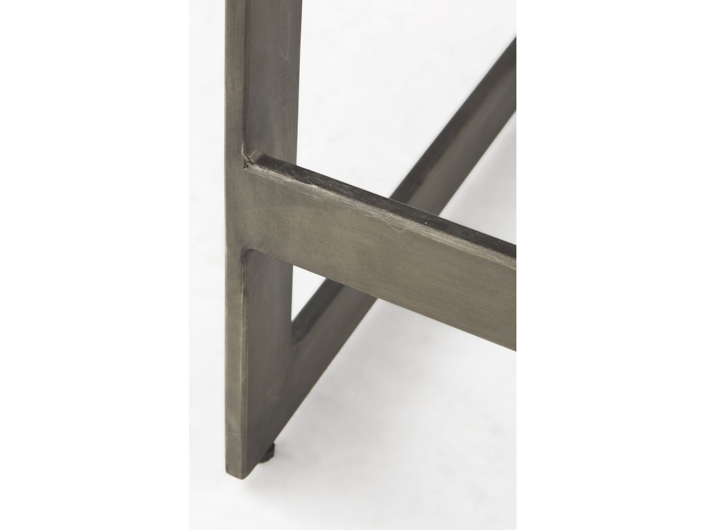 17L x 17W x 26H Medium Brown Wood w/ Antique Nickel Finished Metal Frame Counter Stool - image 8