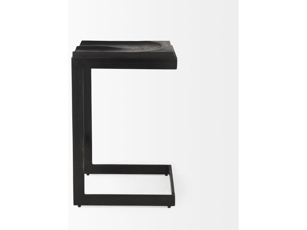 17L x 17W x 26H Black Wood w/ Black Metal Base C-Shape Counter Stool - image 3