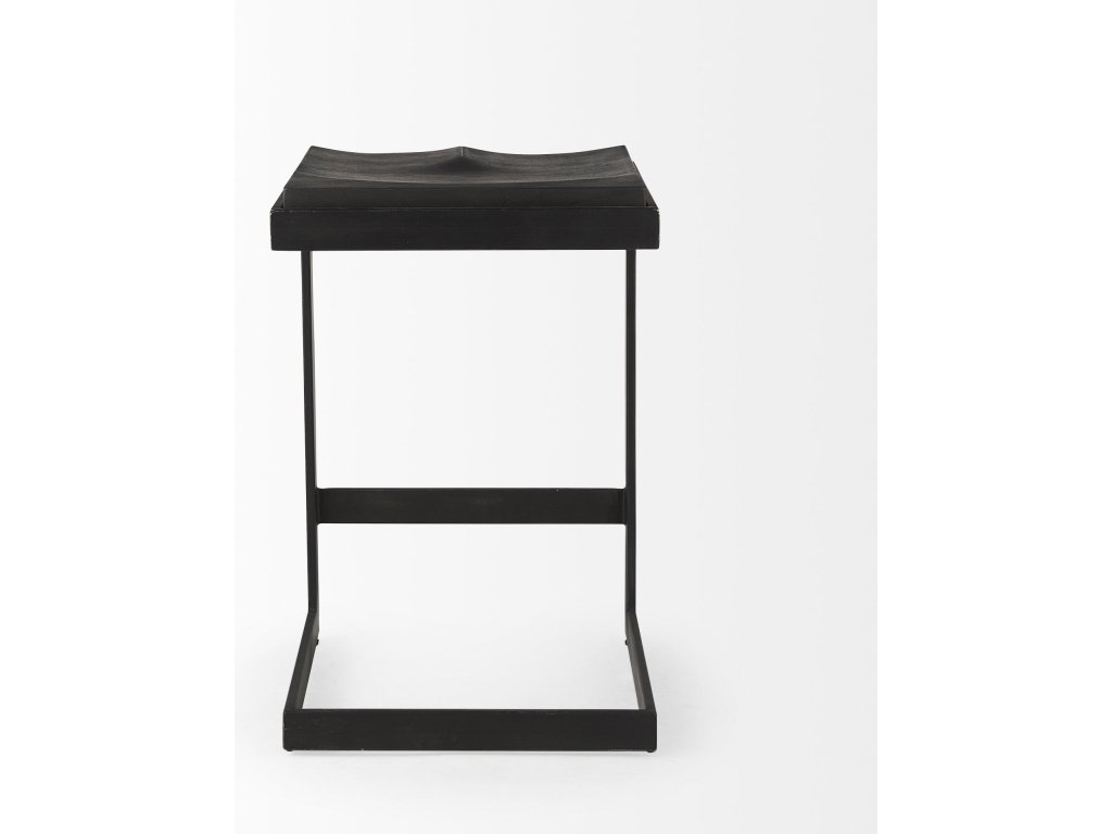 17L x 17W x 26H Black Wood w/ Black Metal Base C-Shape Counter Stool - image 4