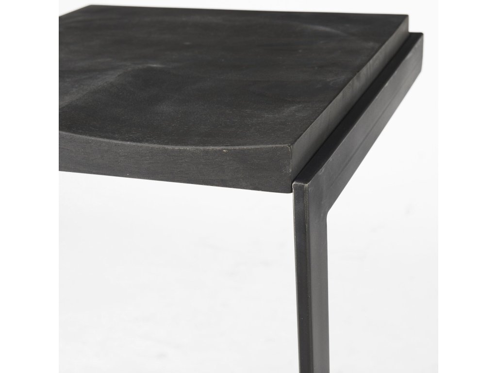 17L x 17W x 26H Black Wood w/ Black Metal Base C-Shape Counter Stool - image 6