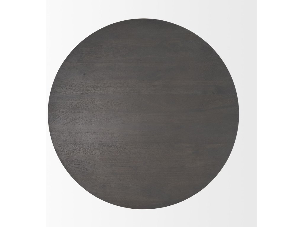 34L x 34W x 16H Dark Brown Wood w/ Black Metal Pedestal Base Round Coffee Table - image 6