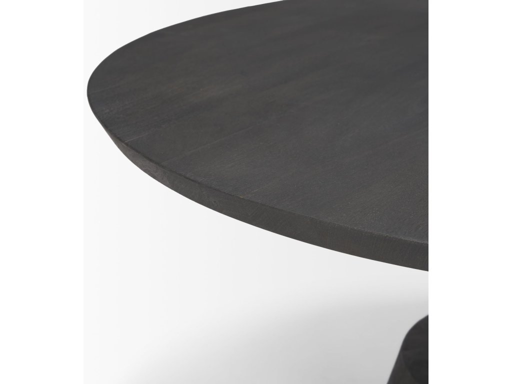 34L x 34W x 16H Dark Brown Wood w/ Black Metal Pedestal Base Round Coffee Table - image 7
