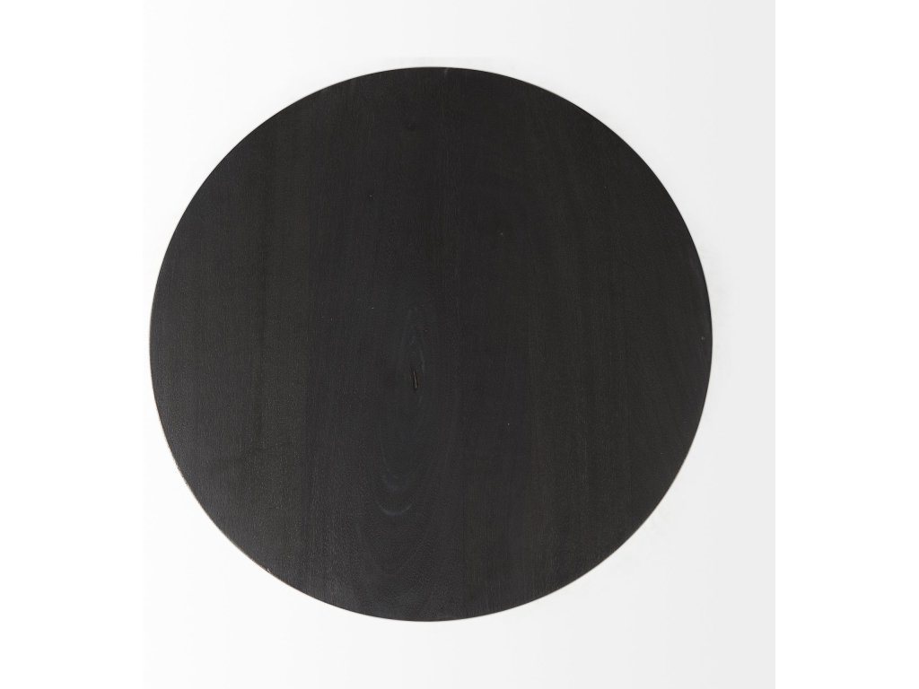 20" Round Dark Brown Wood w/ Black Metal Pedestal Side Table - image 7
