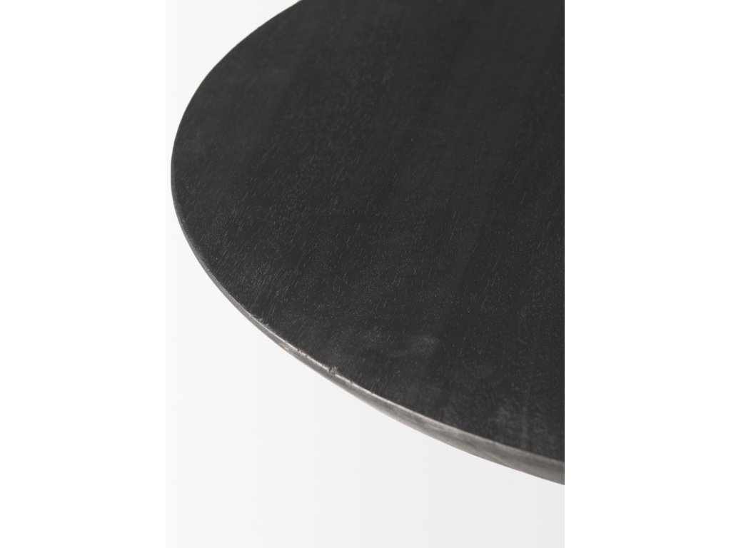 20" Round Dark Brown Wood w/ Black Metal Pedestal Side Table - image 9