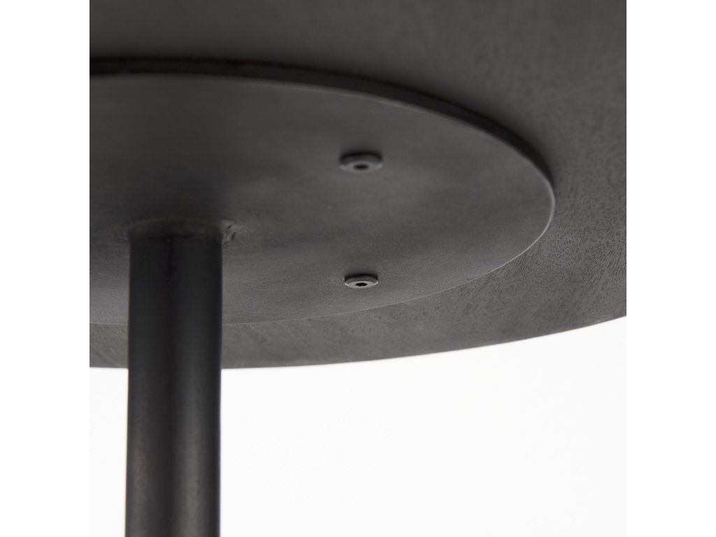 20" Round Dark Brown Wood w/ Black Metal Pedestal Side Table - image 10