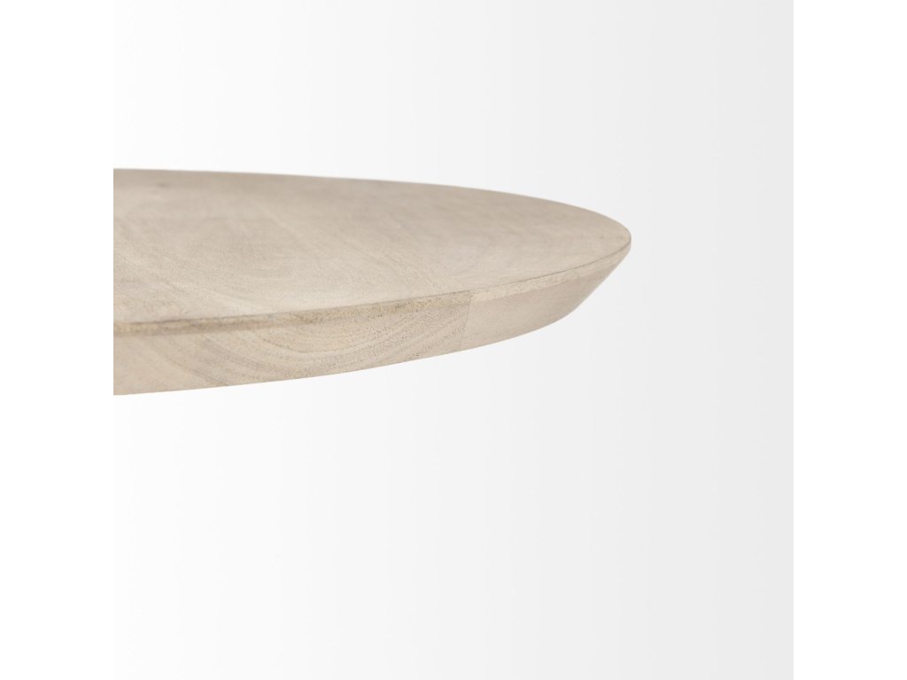 20" Round Light Brown Wood w/ Gold Metal Pedestal Side Table - image 7
