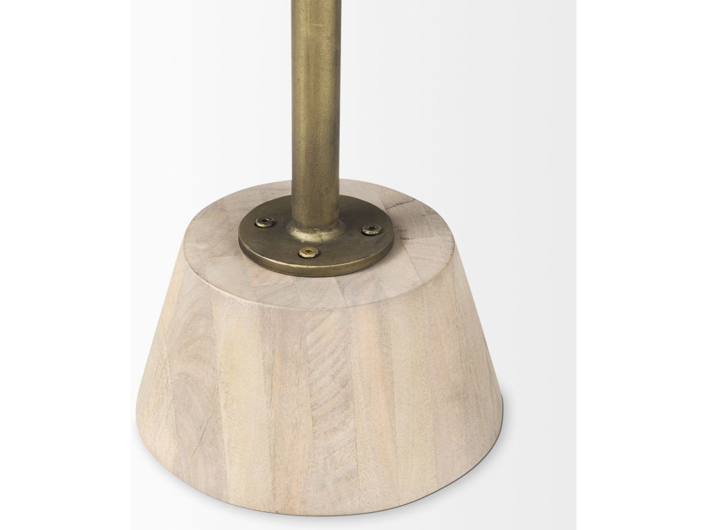 20" Round Light Brown Wood w/ Gold Metal Pedestal Side Table - image 9