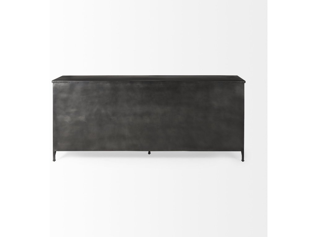 I 79X16 Black Metal With Glass Door Sideboard - image 5