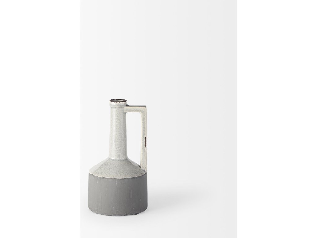 10.2H Small Two Tone Gray Ceramic Jug Vase - image 4