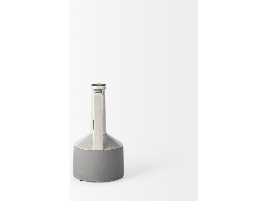 10.2H Small Two Tone Gray Ceramic Jug Vase - image 5