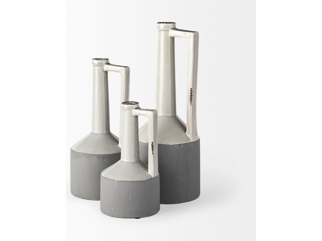 10.2H Small Two Tone Gray Ceramic Jug Vase - image 7