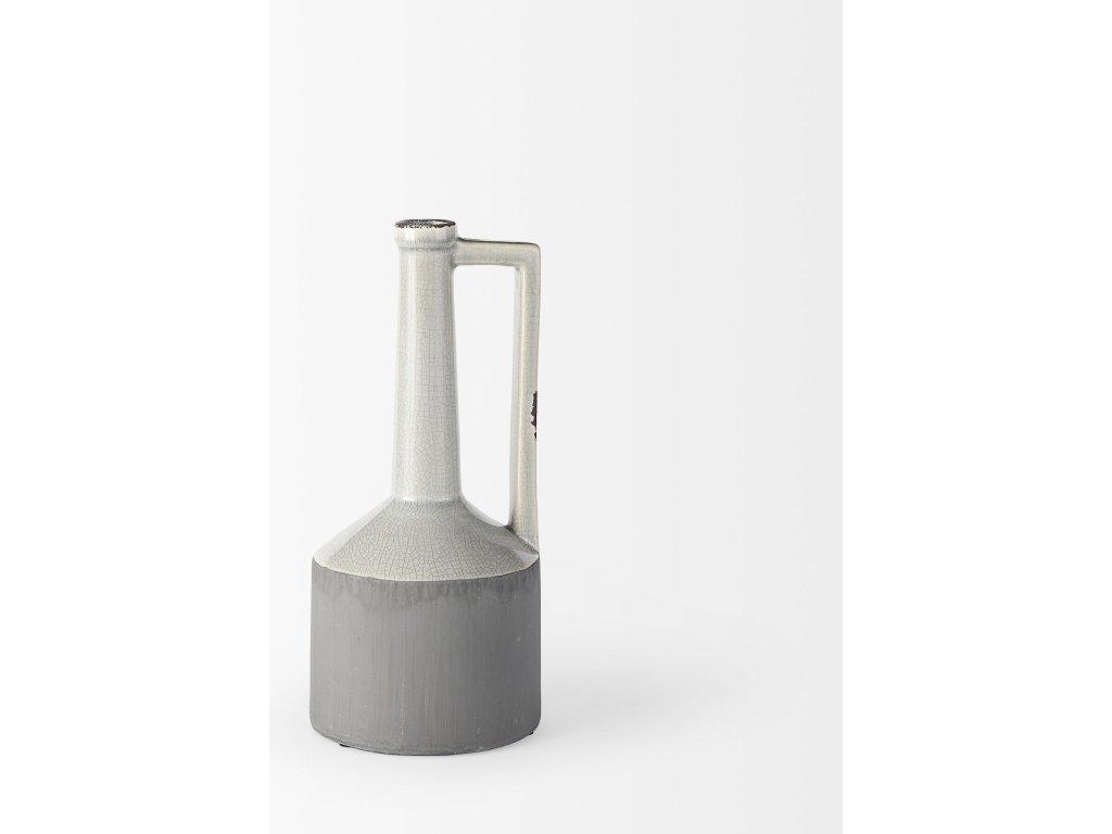 14.2H Medium Two Tone Gray Ceramic Jug Vase - image 2