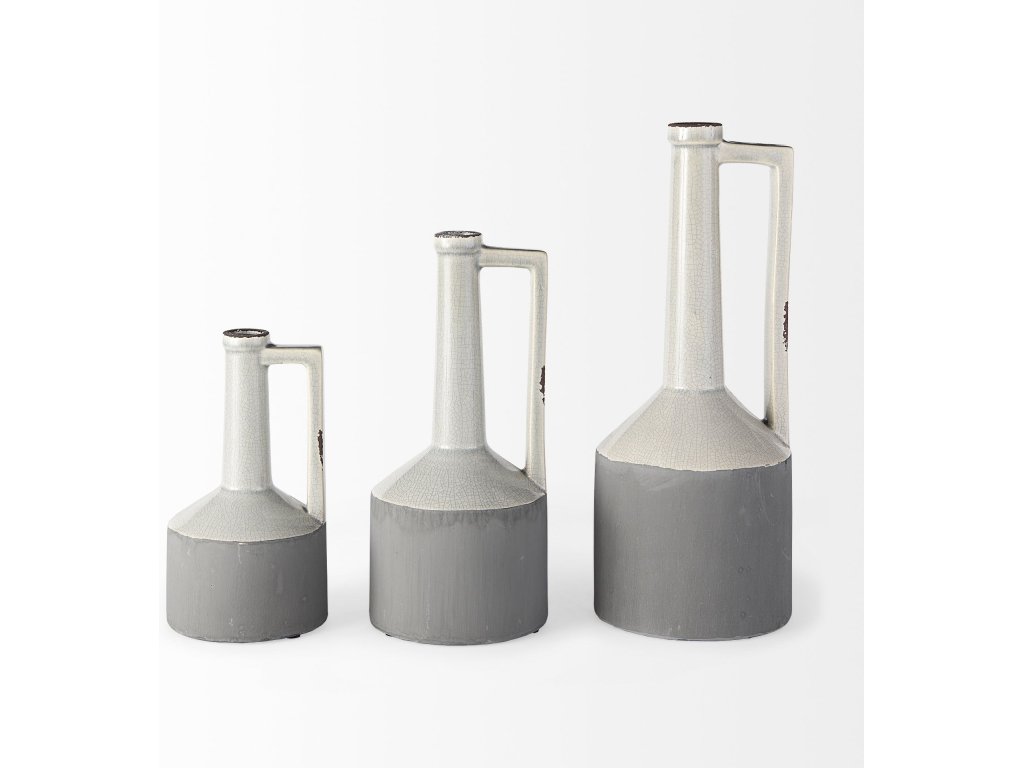 14.2H Medium Two Tone Gray Ceramic Jug Vase - image 4