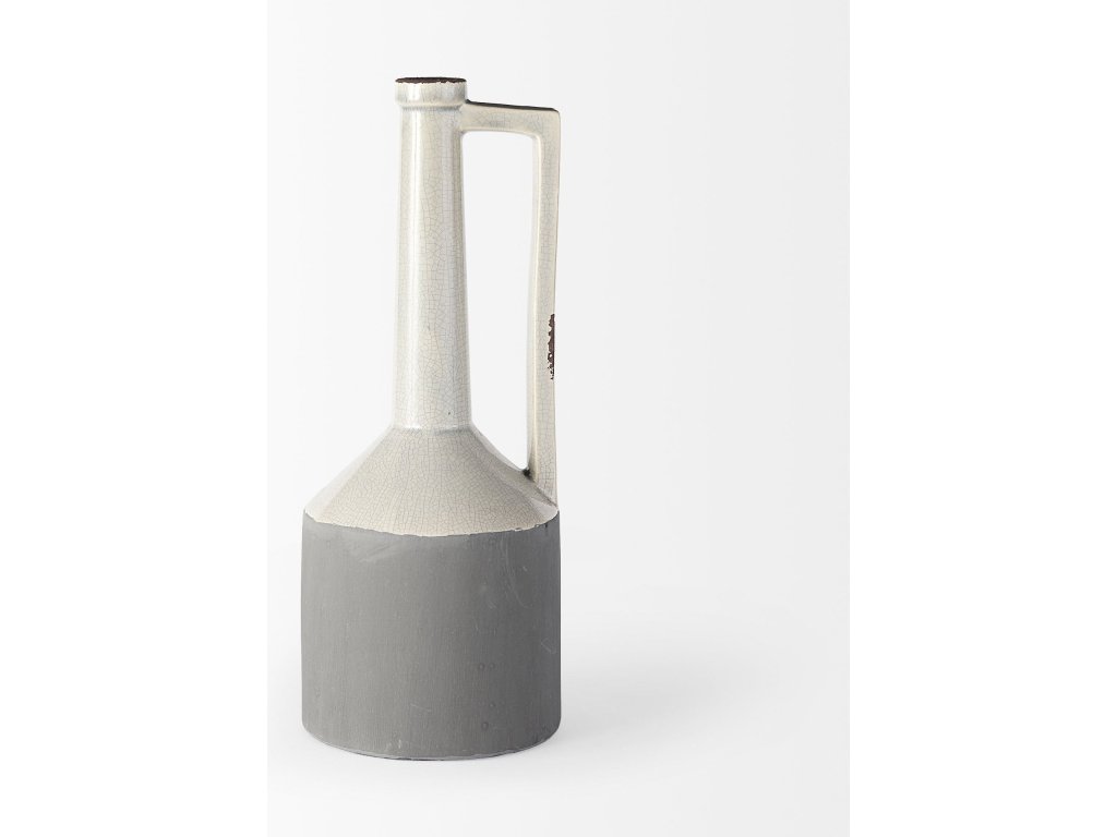 16.7H Large Two Tone Gray Ceramic Jug Vase - image 2