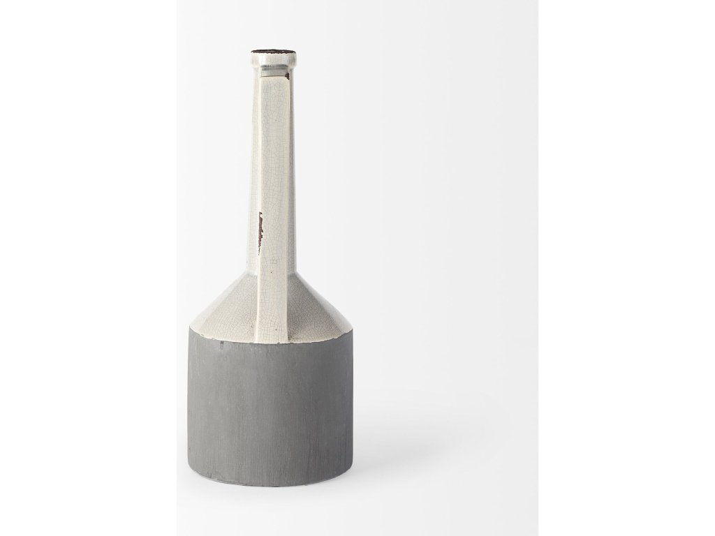 16.7H Large Two Tone Gray Ceramic Jug Vase - image 3