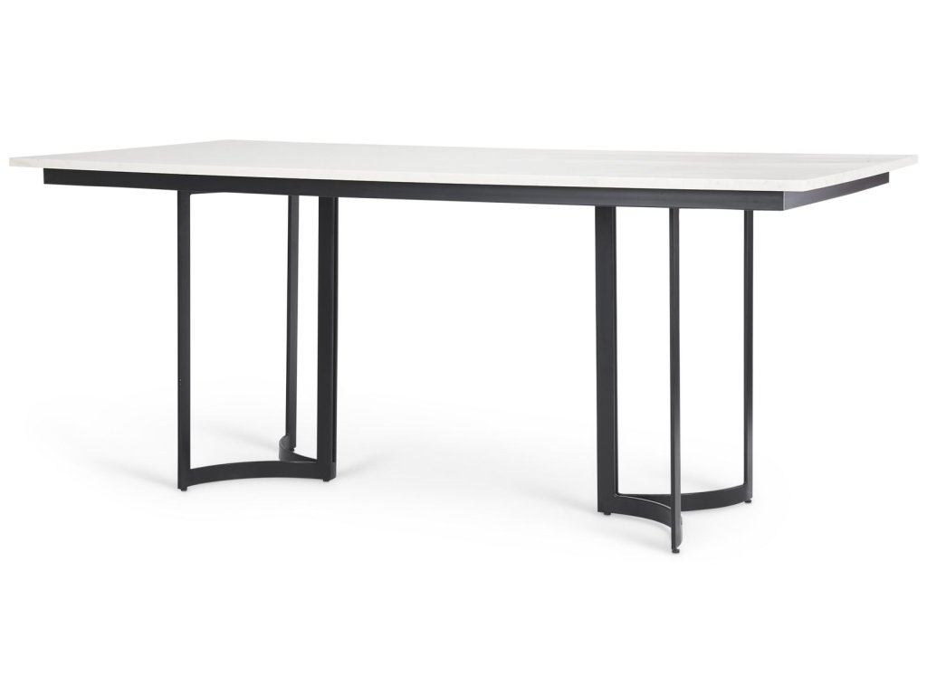 I 71L x 35W Rectangular White Marble w/ Metal Base Dining Table - main image