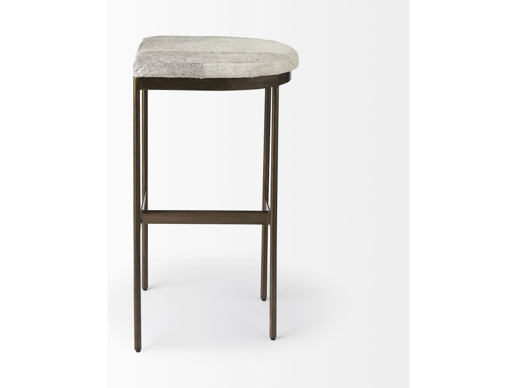 16.75 x 17.75 x 30 Hair-On-Hide Seat w/ Gold Frame Bar Stool - image 6