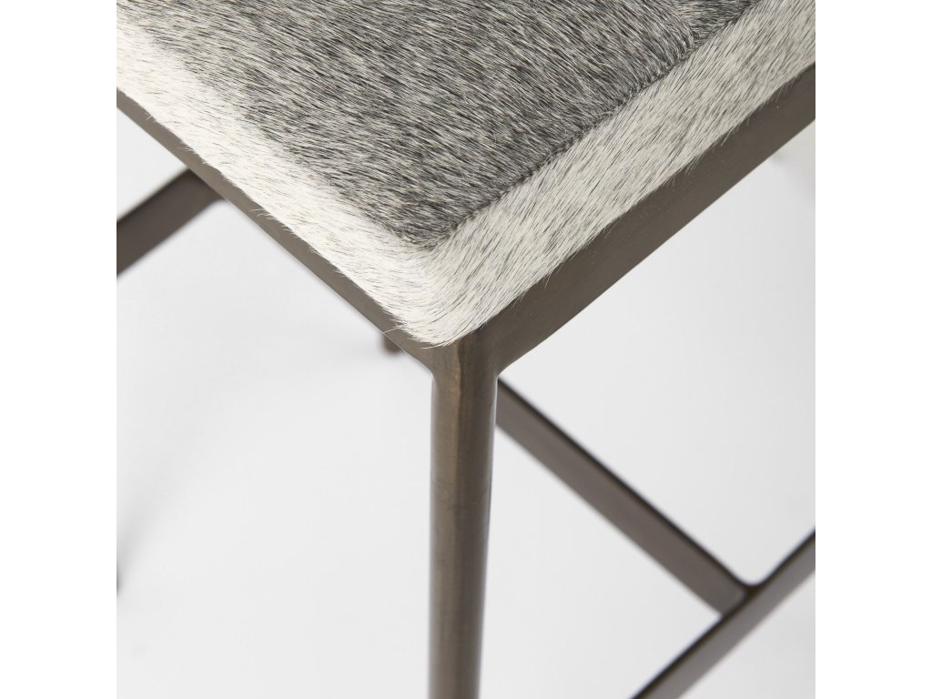 16.75 x 17.75 x 30 Hair-On-Hide Seat w/ Gold Frame Bar Stool - image 9