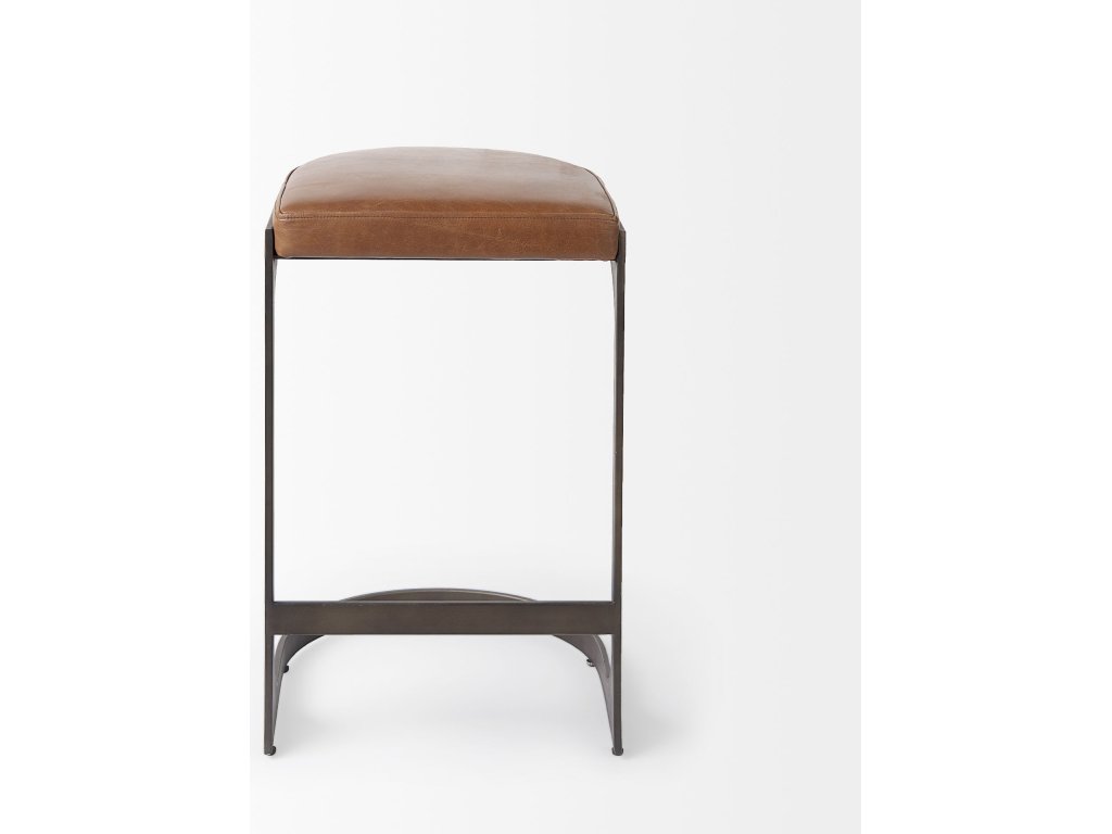 17L x 18W x 28H Brown Leather w/ Metal Frame Counter Stool - image 1