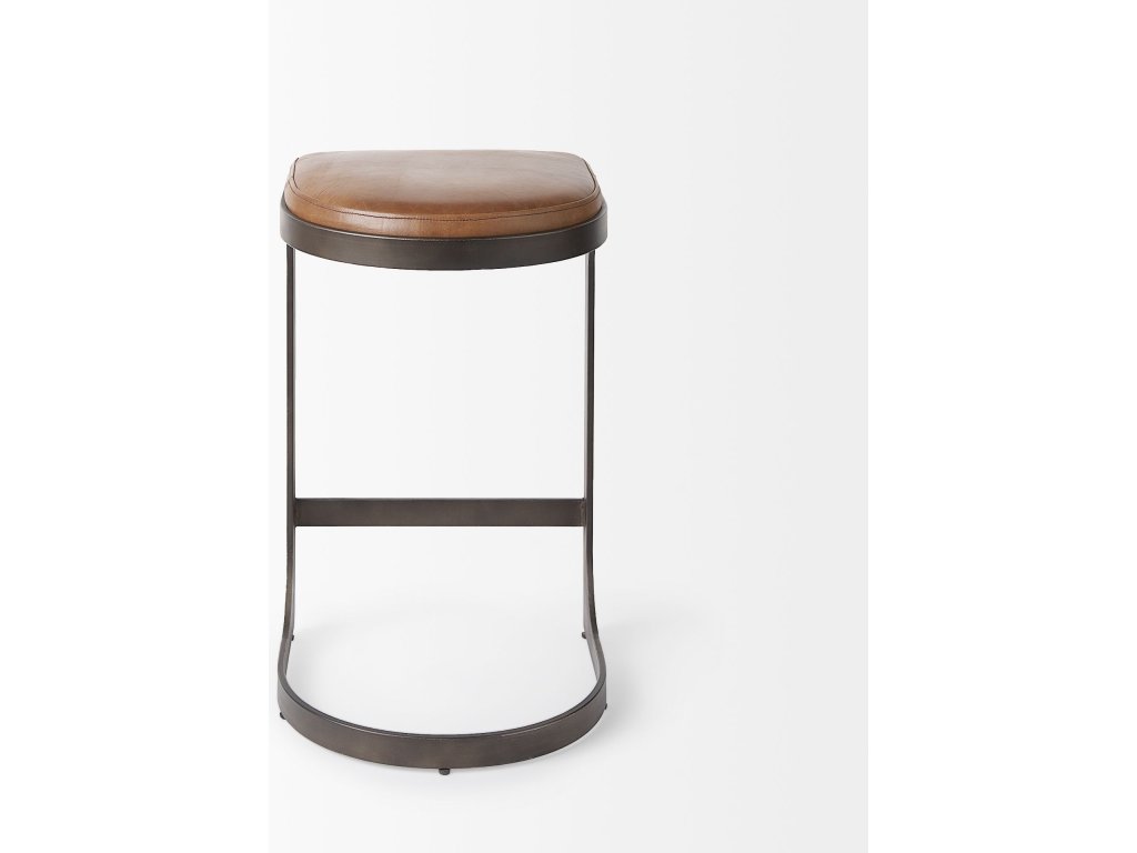 17L x 18W x 28H Brown Leather w/ Metal Frame Counter Stool - image 3
