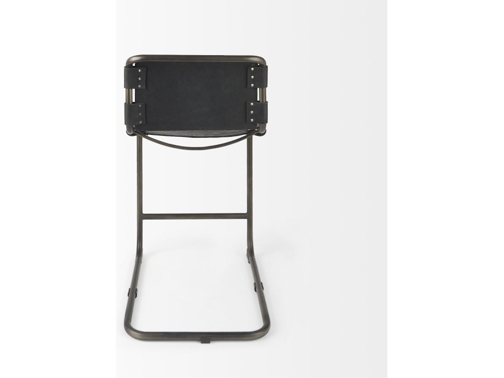 21L x 25W x 38H Black Leather w/ Iron Frame Counter Stool - image 4