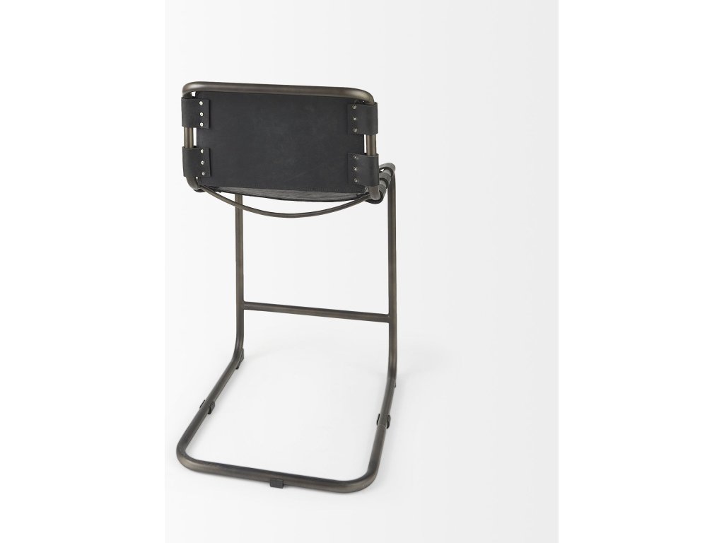 21L x 25W x 38H Black Leather w/ Iron Frame Counter Stool - image 5