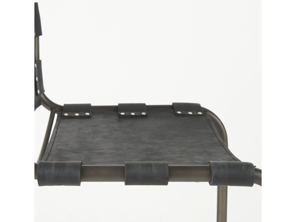 21L x 25W x 38H Black Leather w/ Iron Frame Counter Stool - image 7