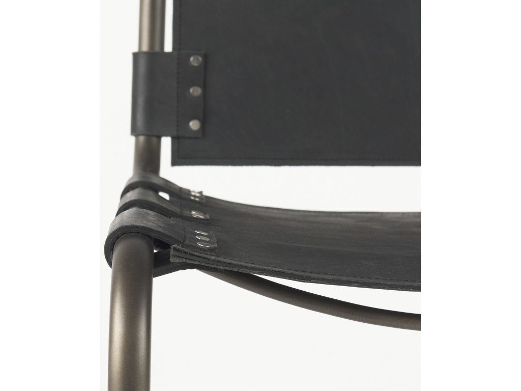 21L x 25W x 38H Black Leather w/ Iron Frame Counter Stool - image 8