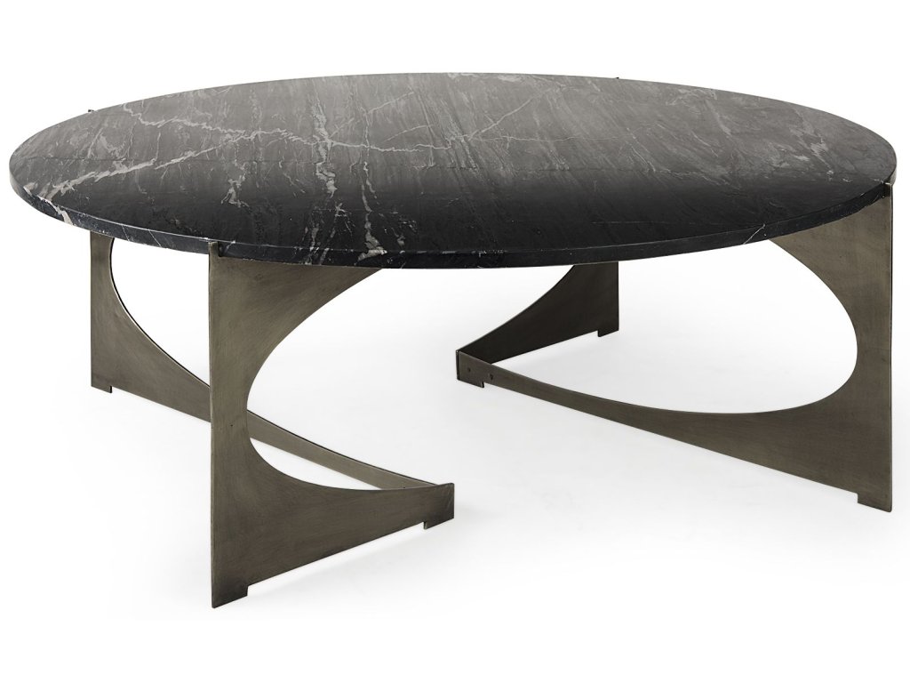 III Black Marble Top Iron Coffee Table - main image