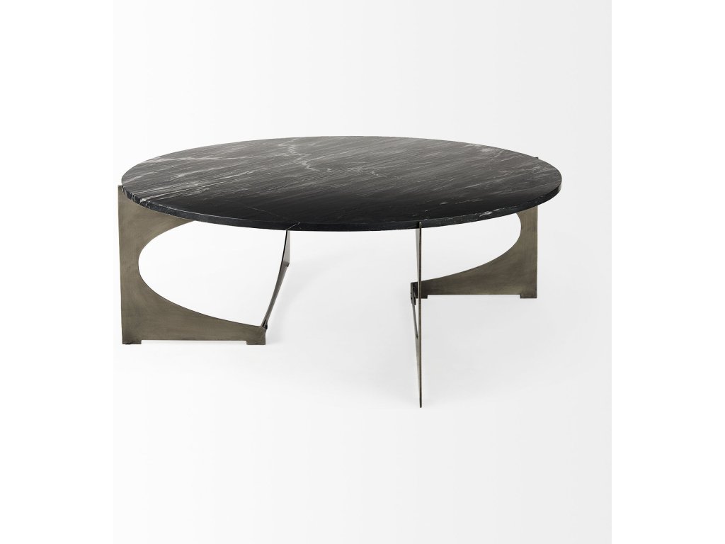 III Black Marble Top Iron Coffee Table - image 2