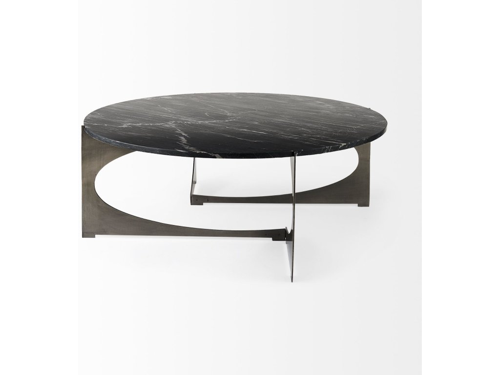 III Black Marble Top Iron Coffee Table - image 3