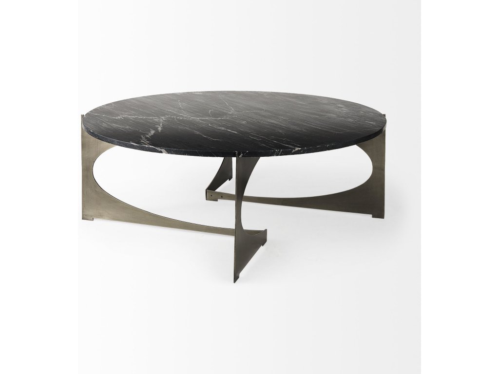 III Black Marble Top Iron Coffee Table - image 4