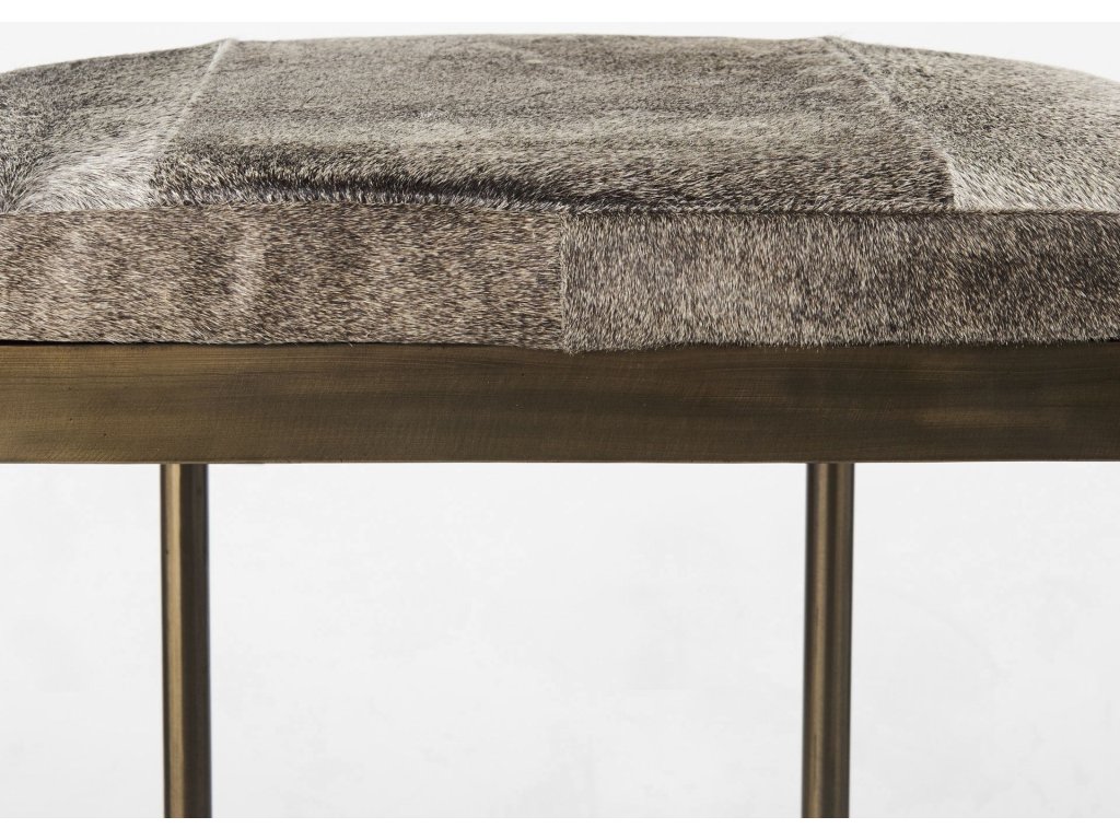 16.75 x 17.75 x 26.25 Hair-On-Hide Seat w/ Gold Metal Frame Counter Stool - image 9