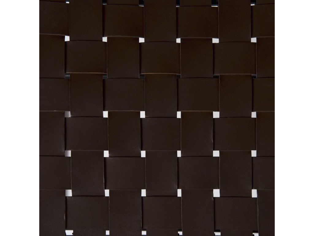 22.0L x 16.0W x 16.5H Brown Leather Woven Seat w/ Black Metal Frame Stool - image 8