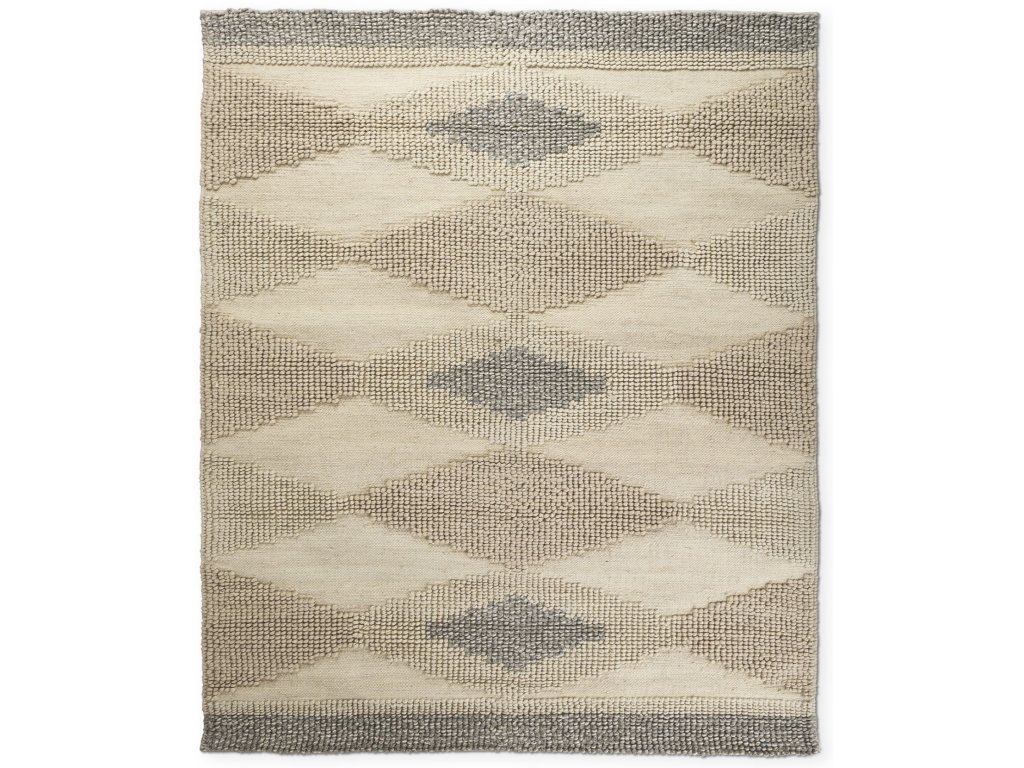 8X10 Gray Wool Hand Woven Diamond Patterned Rug - main image
