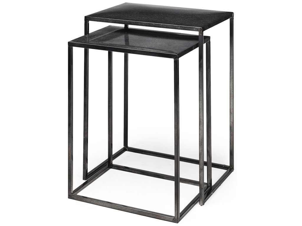 (Set of 2) 17.7L x 12.6W x 24.4H Galvanized Metal Nesting Accent Tables - main image
