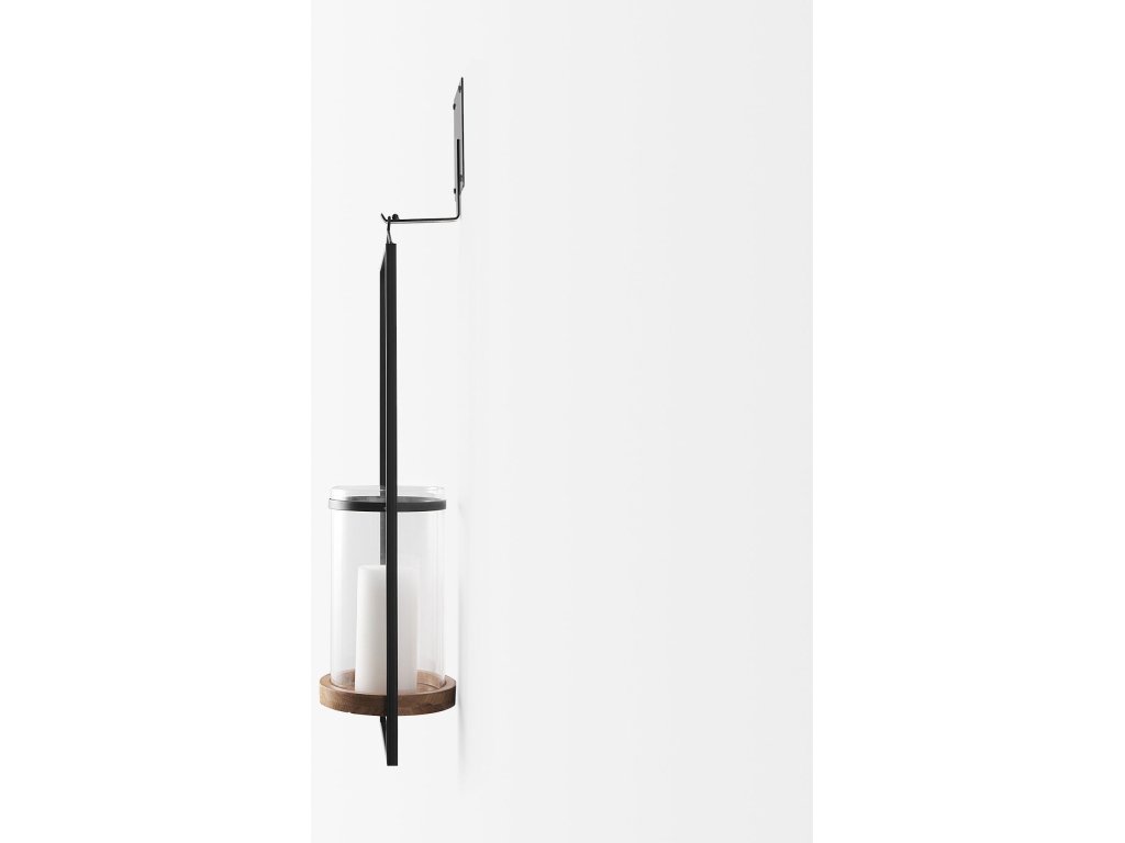 5.9L x 7.1W x 24.0H Black Metal Frame and Wood Hanging Candle Holder - image 2